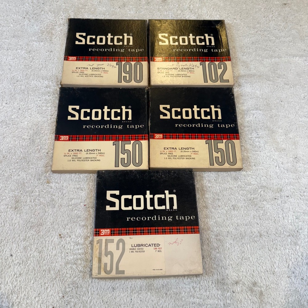 Vintage Scotch 3M Reel to Reel Recording Tape Lot 5pc 7 Inch Reels